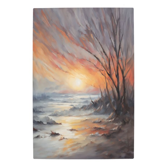 Impresión En Metal Serene Winter Sunset - Paisaje Natural (Anverso)