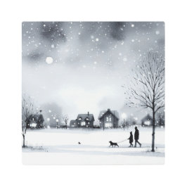 Impresión En Metal Serene Winter Village: Tranquila ruta de nieve Wat