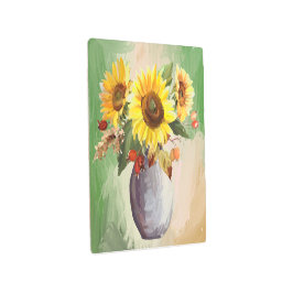 Impresión En Metal Serenidad iluminada con el sol: girasoles en flor