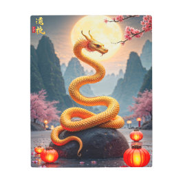 Impresión En Metal Serpiente Dragón Dorado