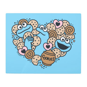 Impresión En Metal Sésamo   Cookie Monster Doodle Heart