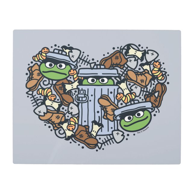 Impresión En Metal Sésamo | Oscar el Corazón de Doodle de Grouch (Anverso)