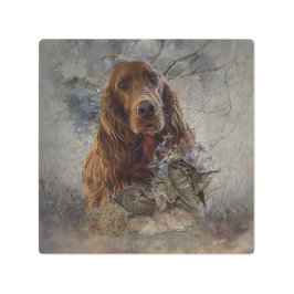 Impresión En Metal Sétter irlandés con codo de madera