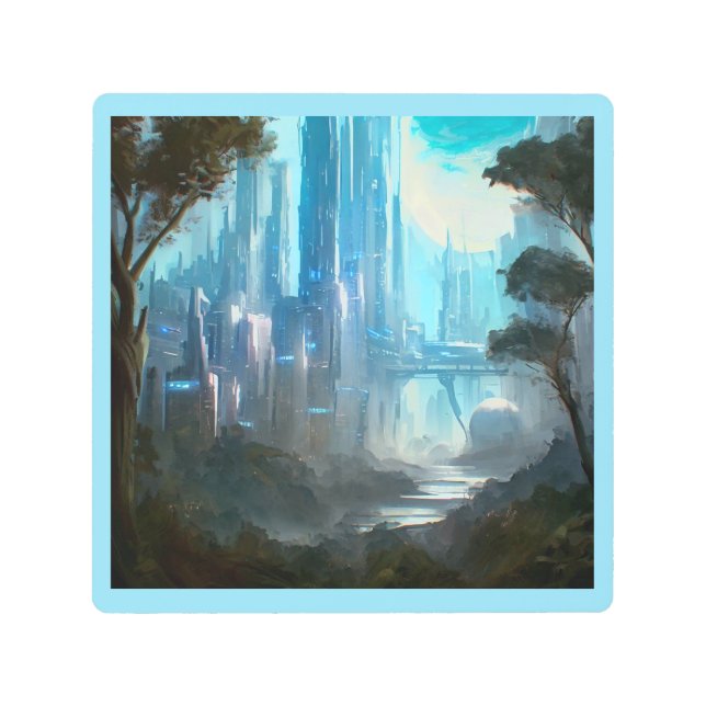 Impresión En Metal SF - Ciudad Sobre El Planeta Forestal 2 (Anverso)