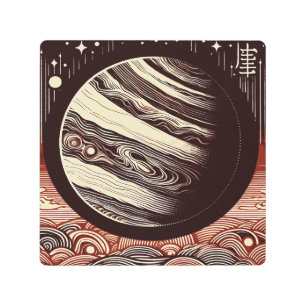 Impresión En Metal SF Jupiter Woodcut 2