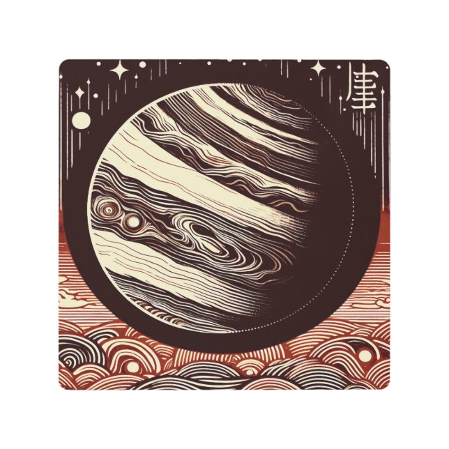 Impresión En Metal SF Jupiter Woodcut 2 (Anverso)