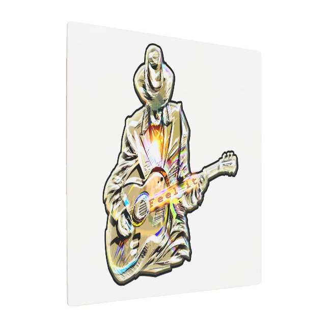 Impresión En Metal Sienta el Blues - Diseño artístico de guitarra (Angulado)