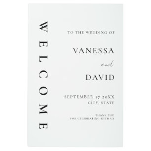 Impresión En Metal Signo de bienvenida Boda moderno minimalista