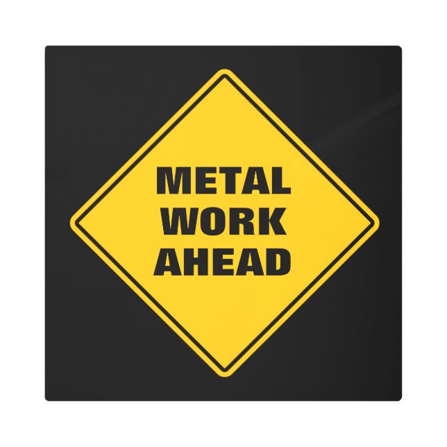 Impresión En Metal Signo de carretera amarillo clásico trabajo metali (Anverso)