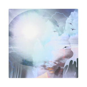 Impresión En Metal Silhouette de cabeza de mujer y manos rezando