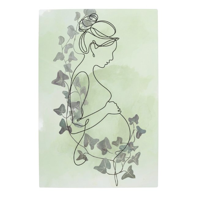 Impresión En Metal Silhouette de embarazo sereno con agua de marfil (Anverso)