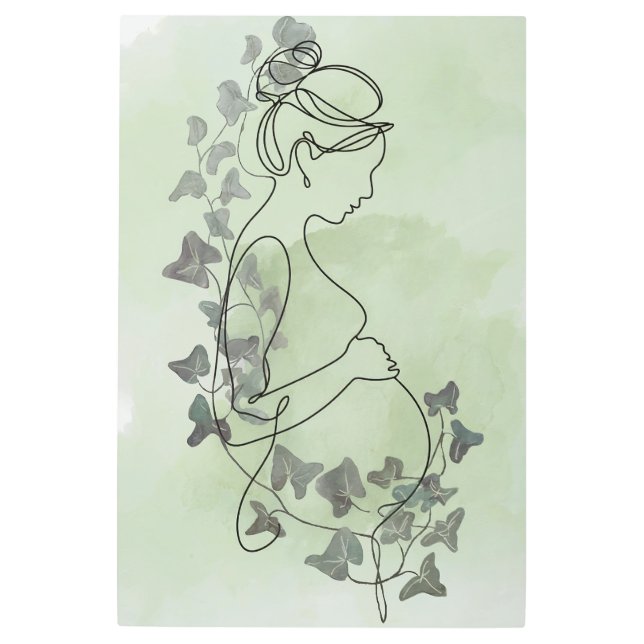 Impresión En Metal Silhouette de embarazo sereno con agua de marfil (Anverso)