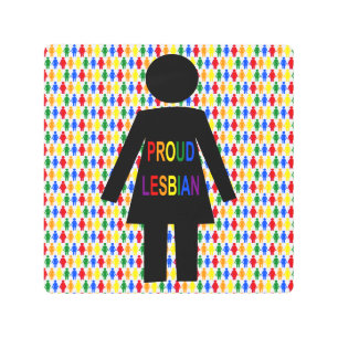 Impresión En Metal Silhouette lesbiana LGBTQ y damas de arco iris