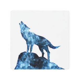 Impresión En Metal Silueta de humo brillante azul de Wolf