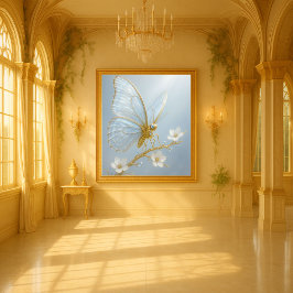 Impresión En Metal Silver Morpho Butterfly Luxury Metal Wall Art