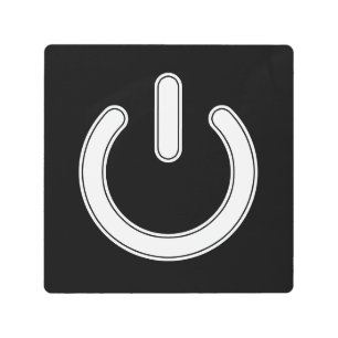 Impresión En Metal Símbolo de alimentación (negro y blanco)