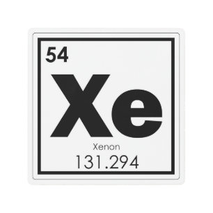 Impresión En Metal Símbolo químico de xenón fórmula química