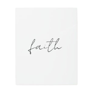 Impresión En Metal Simple Black White Hand Written Faith