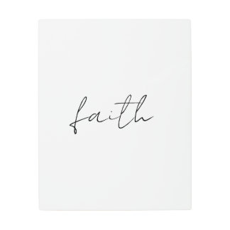 Impresión En Metal Simple Black White Hand Written Faith