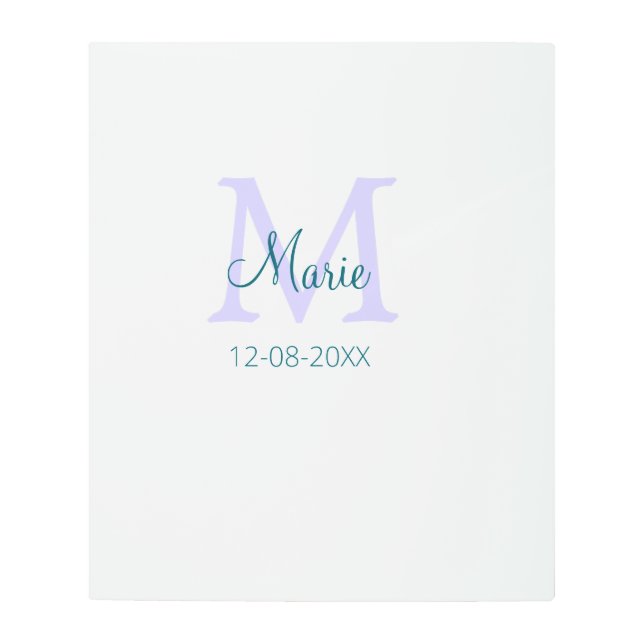 Impresión En Metal simple mínimo añadir nombre monograma púrpura fech (Anverso)