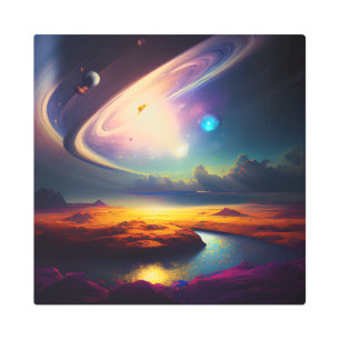 Impresión En Metal Sinfonía cósmica: Un hermoso paisaje espacial