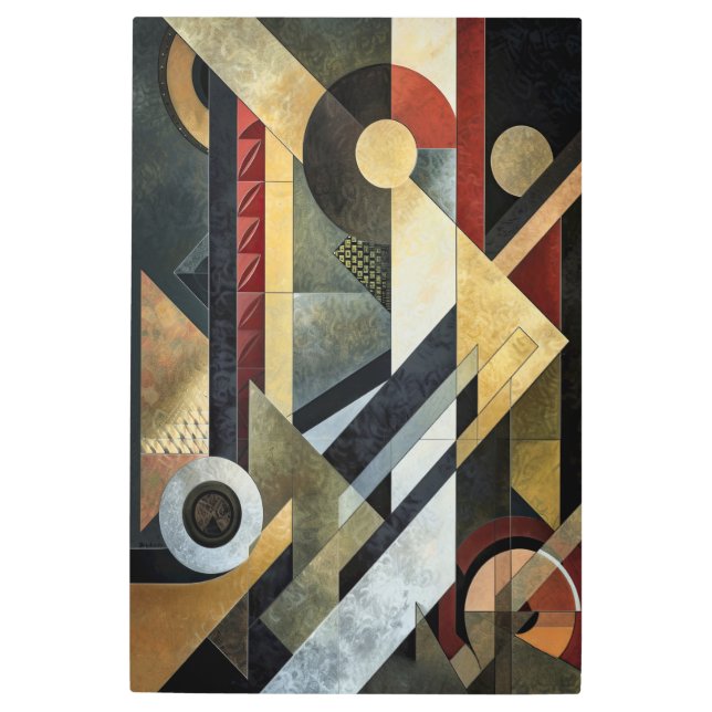 Impresión En Metal Sinfonía geométrica en Terracota y Negro (Anverso)