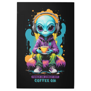 Impresión En Metal Sintonizada en el café Zoned out on   Cute Alien A