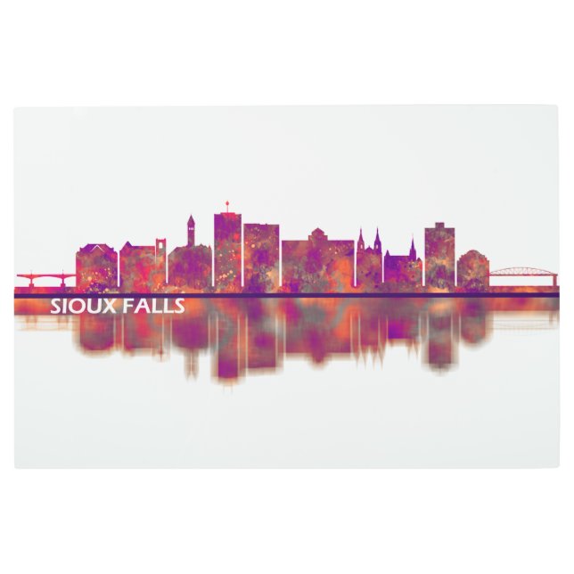 Impresión En Metal Sioux Falls South Dakota Skyline (Anverso)