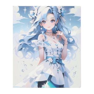 Impresión En Metal Sirenita con el pelo azul en un vestido azul