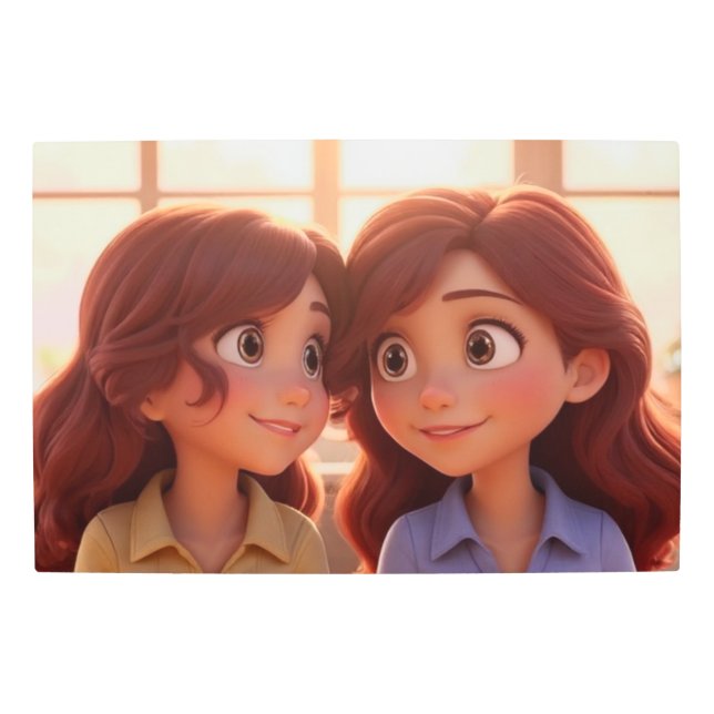 Impresión En Metal Sister Bond – Beautiful Sisters Illustration Art (Anverso)