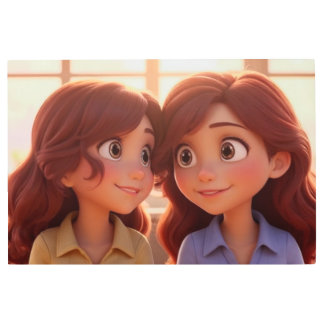 Impresión En Metal Sister Bond – Beautiful Sisters Illustration Art