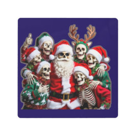 Impresión En Metal Skeleton Santa Christmas Group Photo – Festive 3D 
