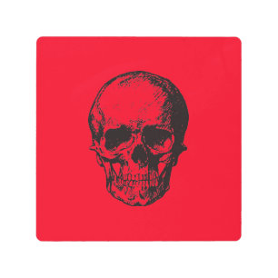 Impresión En Metal Skull Red Pop Art