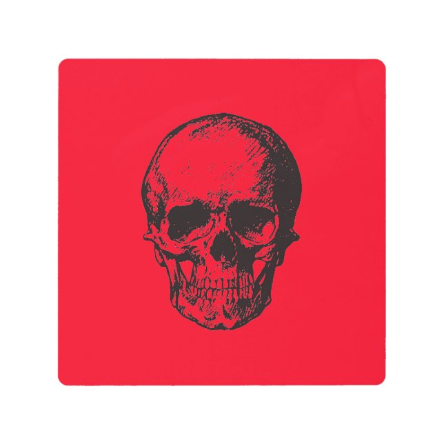 Impresión En Metal Skull Red Pop Art (Anverso)
