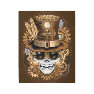 Impresión En Metal Skull Steampunk Voodoo Retro Machine