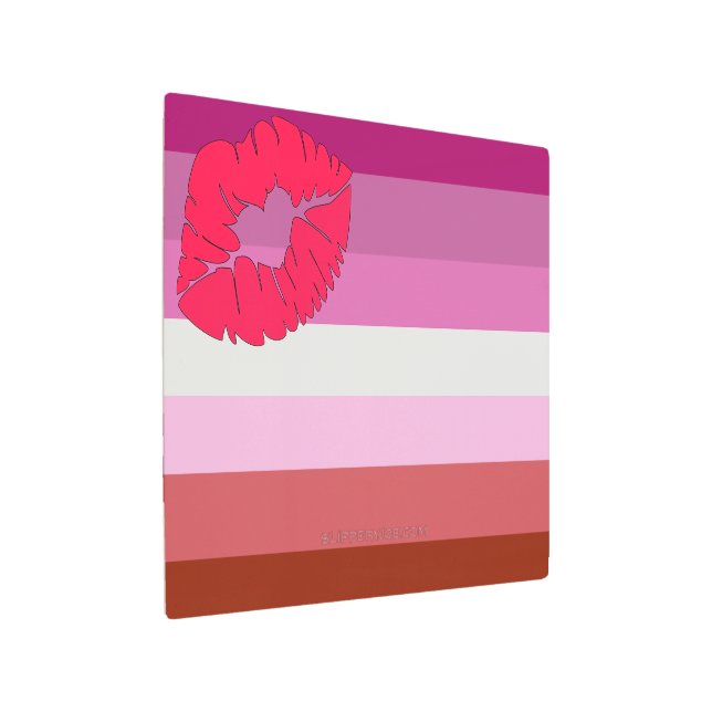 Impresión En Metal SlipperyJoe lipstick bandera de orgullo lesbiana f (Angulado)