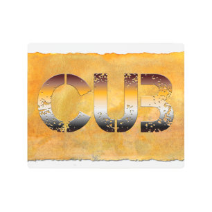 Impresión En Metal SlipperyJoe's cub bear words gold brown tan white