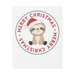 Impresión En Metal Sloth Christmas Snow Winter Animals Sloths