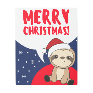 Impresión En Metal Sloth Christmas Snow Winter Animals Sloths Metal P