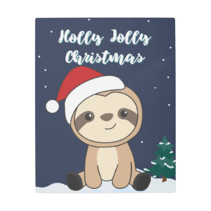 Impresión En Metal Sloth Christmas Snow Winter Animals Sloths Metal P