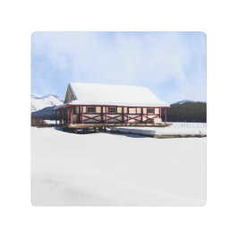 Impresión En Metal Snowy Maligno Lake Boat House