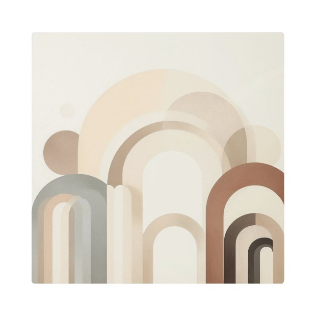 Impresión En Metal Soft Earth Tone Arches in Japandi Harmony (Anverso)