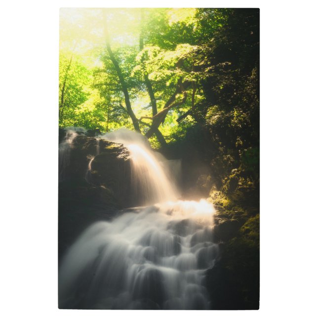 Impresión En Metal Sol brillando en una cascada mágica (Anverso)