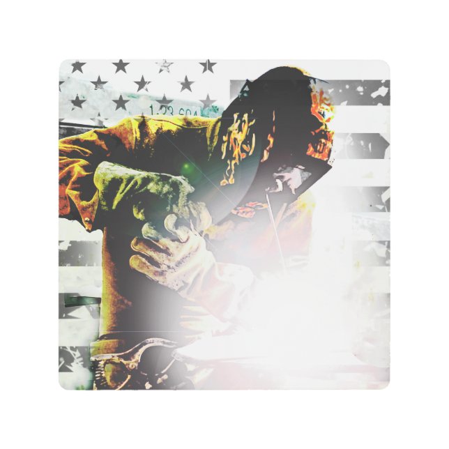 Impresión En Metal Soldador de la bandera americana (Anverso)