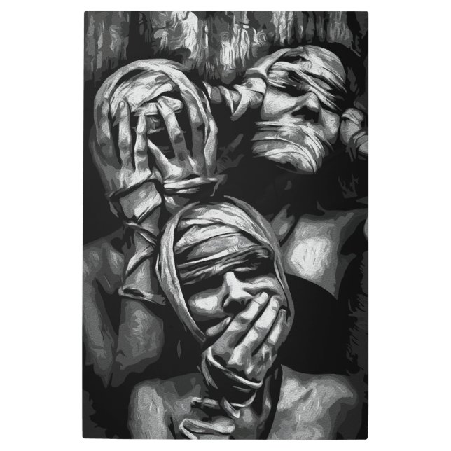 Impresión En Metal Sombras silenciadas: Rostros abstractos (Anverso)