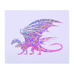Impresión En Metal Sorprendente Dragón Mosaico Púrpura
