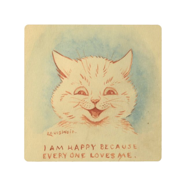 Impresión En Metal Soy Feliz Porque Todos Me Aman (Ginger Cat) (Anverso)