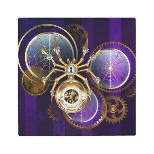 Impresión En Metal Spider Steampunk sobre fondo morado