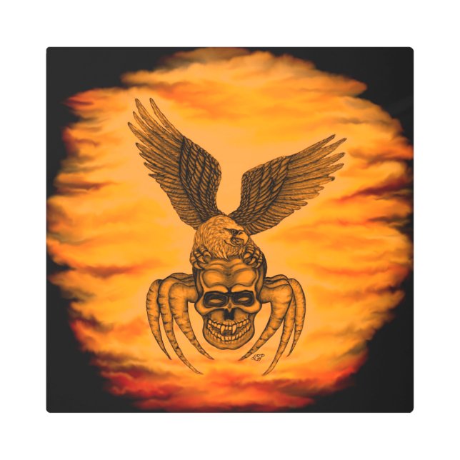 Impresión En Metal Spiderskull con águila (Anverso)