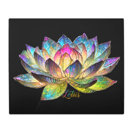 Impresión En Metal Stained Glass Colorful Lotus Flower on Black